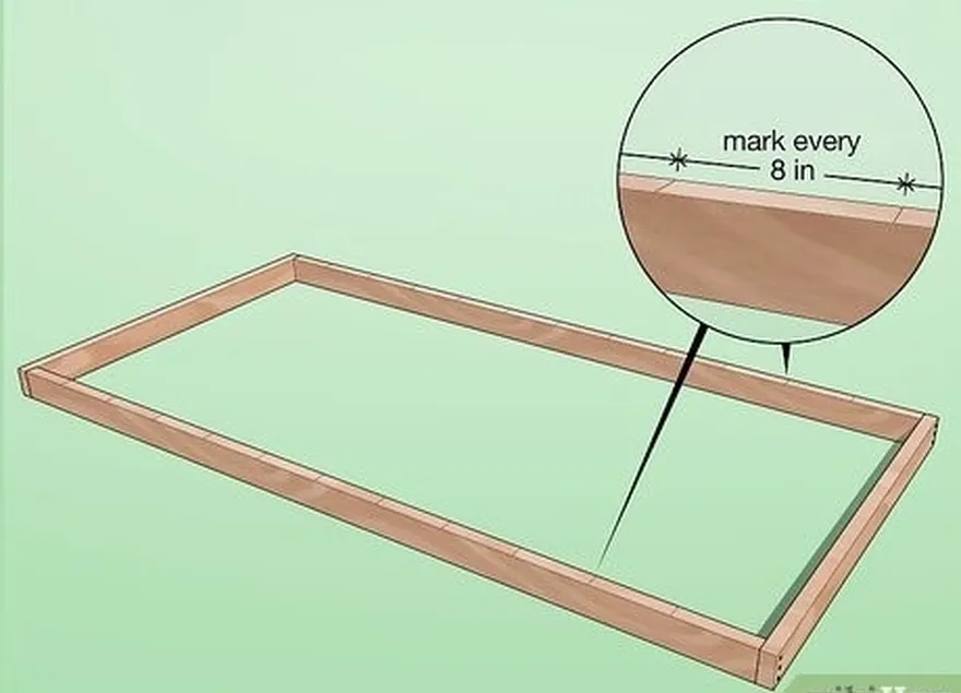 2-qadam har 8 dyuymni (20 sm) ramkalaringizning uzun qirralari bo'ylab belgilang.