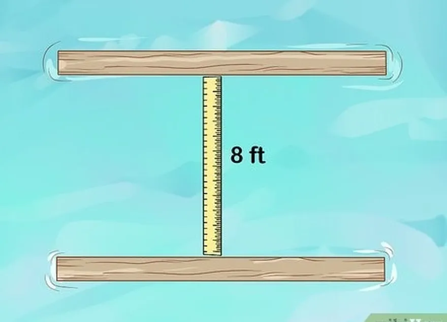 2-qadam 2 ta suzuvchi jurnalni bir-biriga parallel, taxminan 8 fut (2,4 m) masofada joylashtiring.