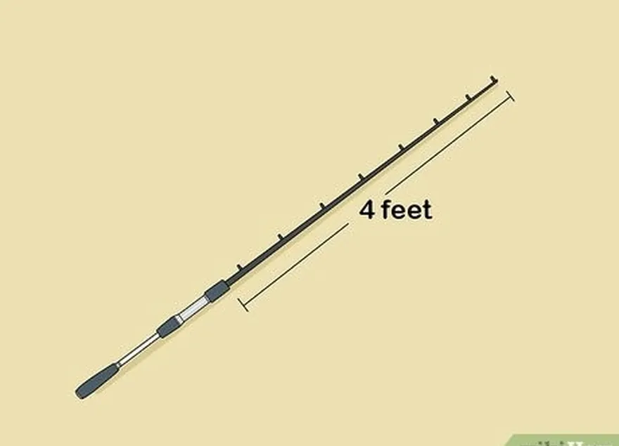 1-qadam kichik baliqlarni ushlash uchun 4-5,5 fut (1,2-1,7 m) atrofida tayoqni tanlang.