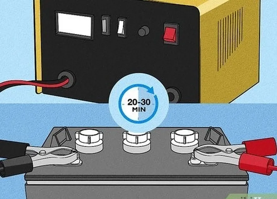 4-qadam savatingizni zaryadlang's batteries with a car battery charger if they are totally dead.