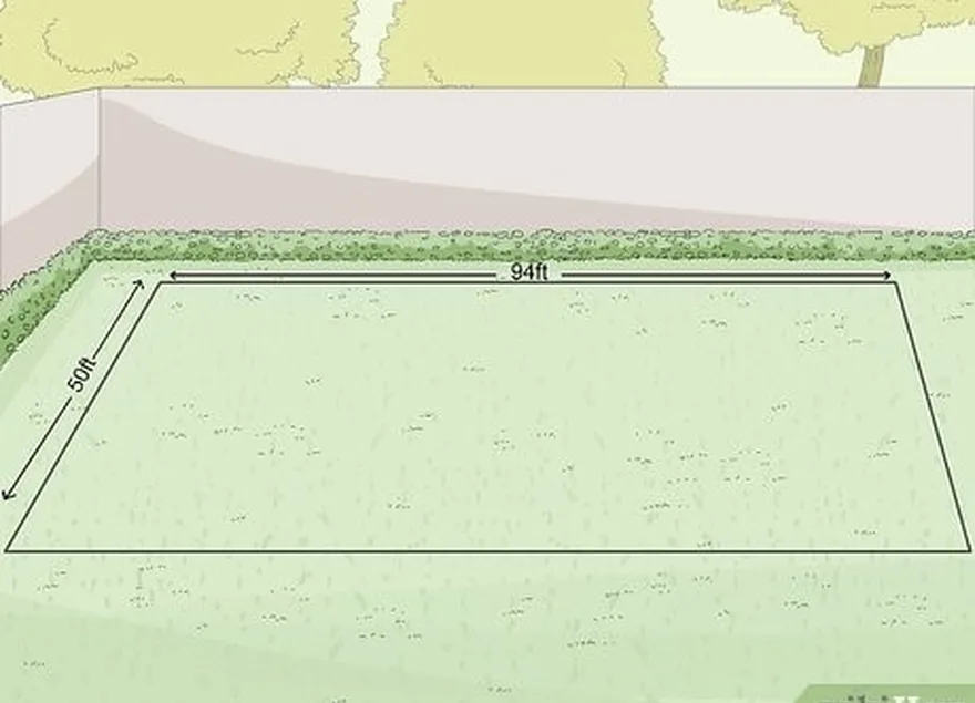 1-qadam, darajadagi maydonni ajrating's 94 ft × 50 ft (29 m × 15 m) for your court.