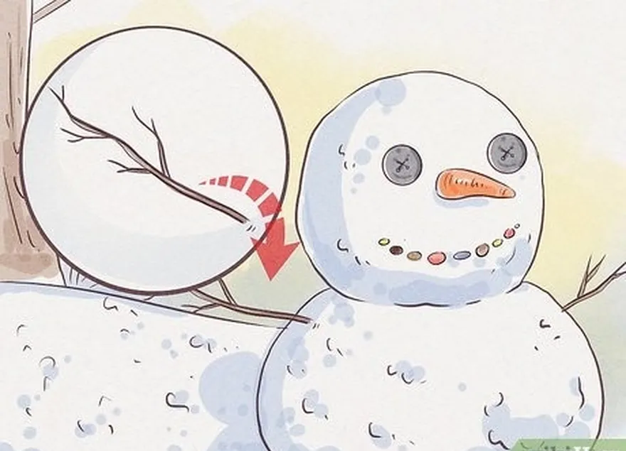 4-qadam snowman uchun ikkita tayoq qo'shing's arms.